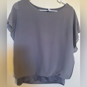 Gray Short Sleeve Blouse